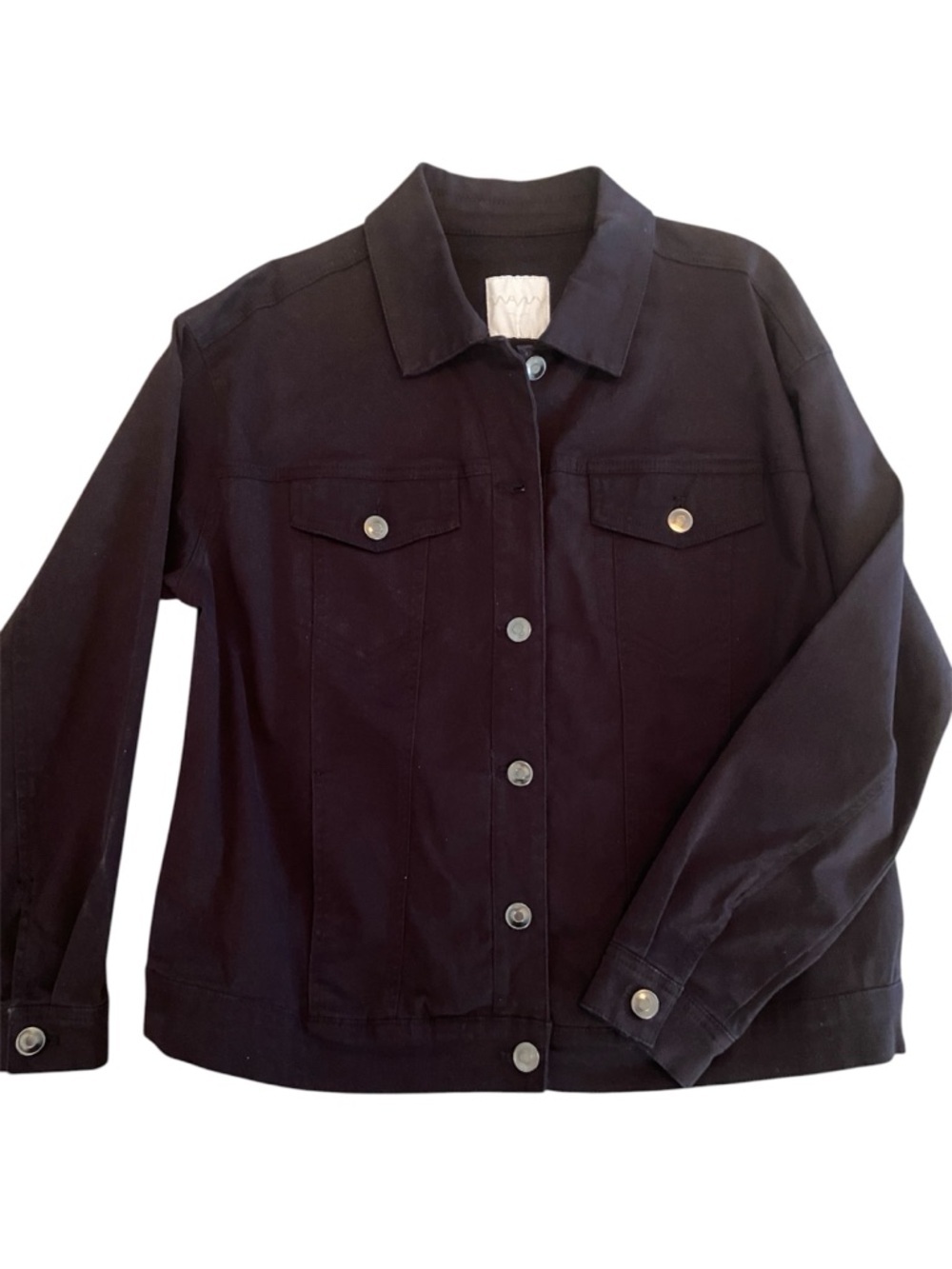 WVVY Classic Black Stretch Button Front Denim Twill Jean Jacket Size M Western